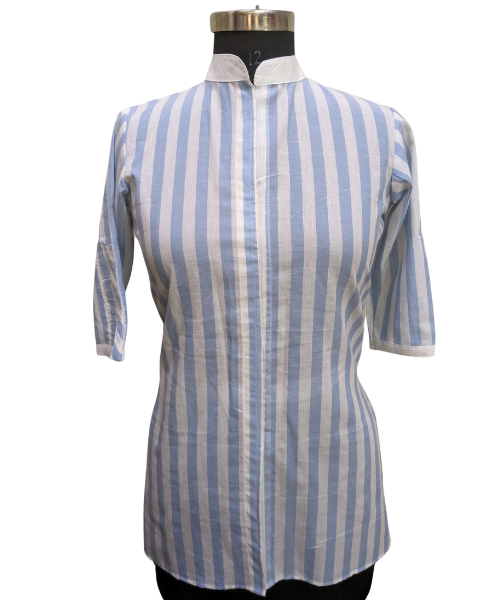 A striped blue and white shirt