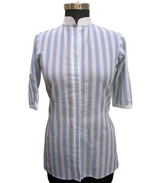 A striped blue and white shirt